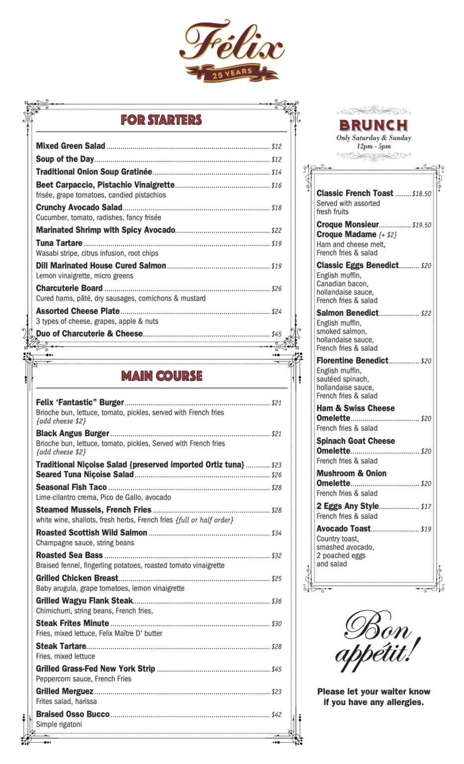 Cafe Menus